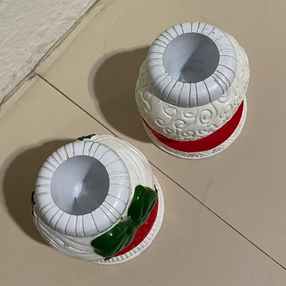 Vintage Hallmark Cards Inc Pair of SANTA and Mrs CLAUS Candle Holders Christmas - Picture 3 of 4